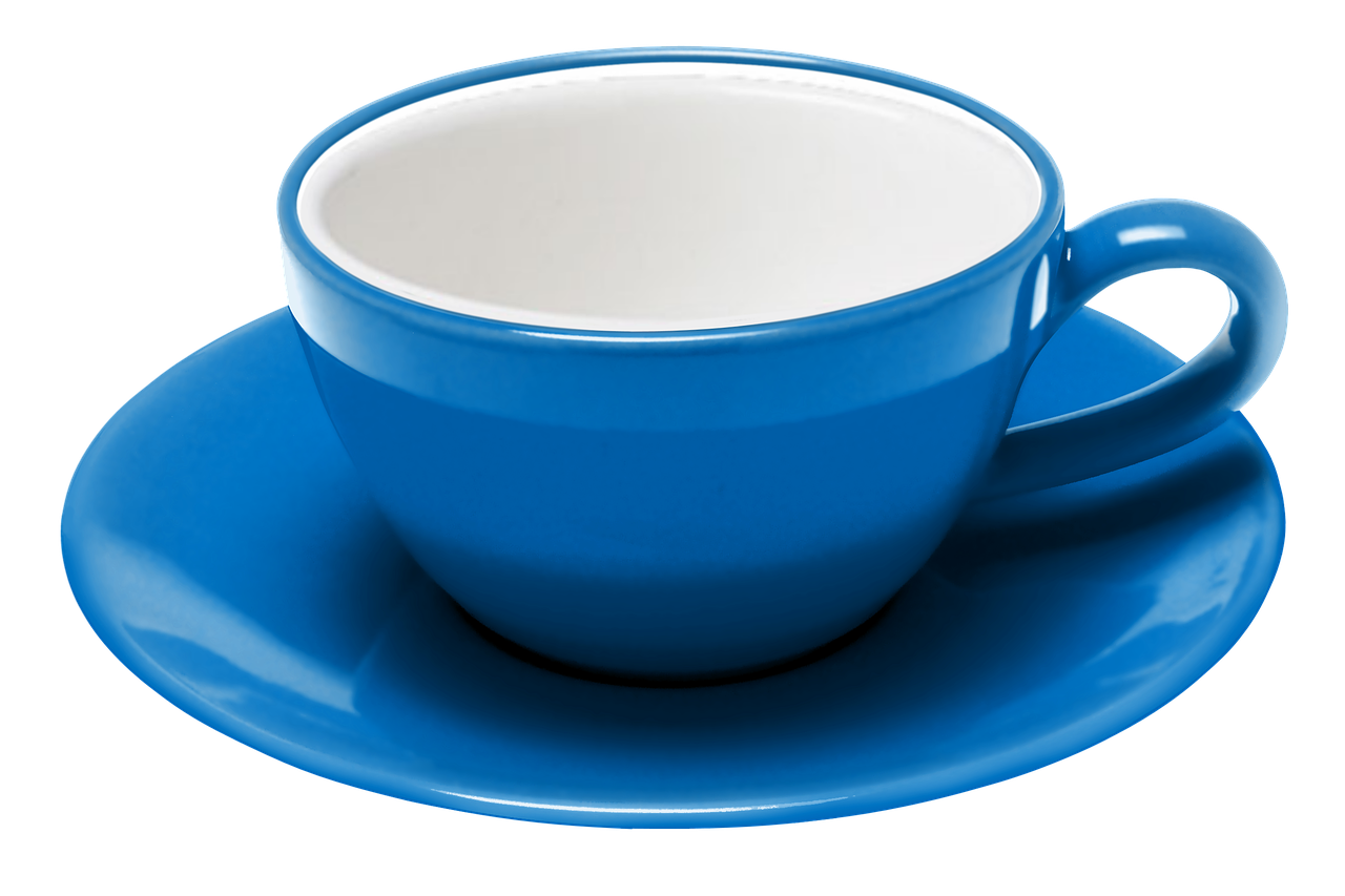 Blå kaffekopp.