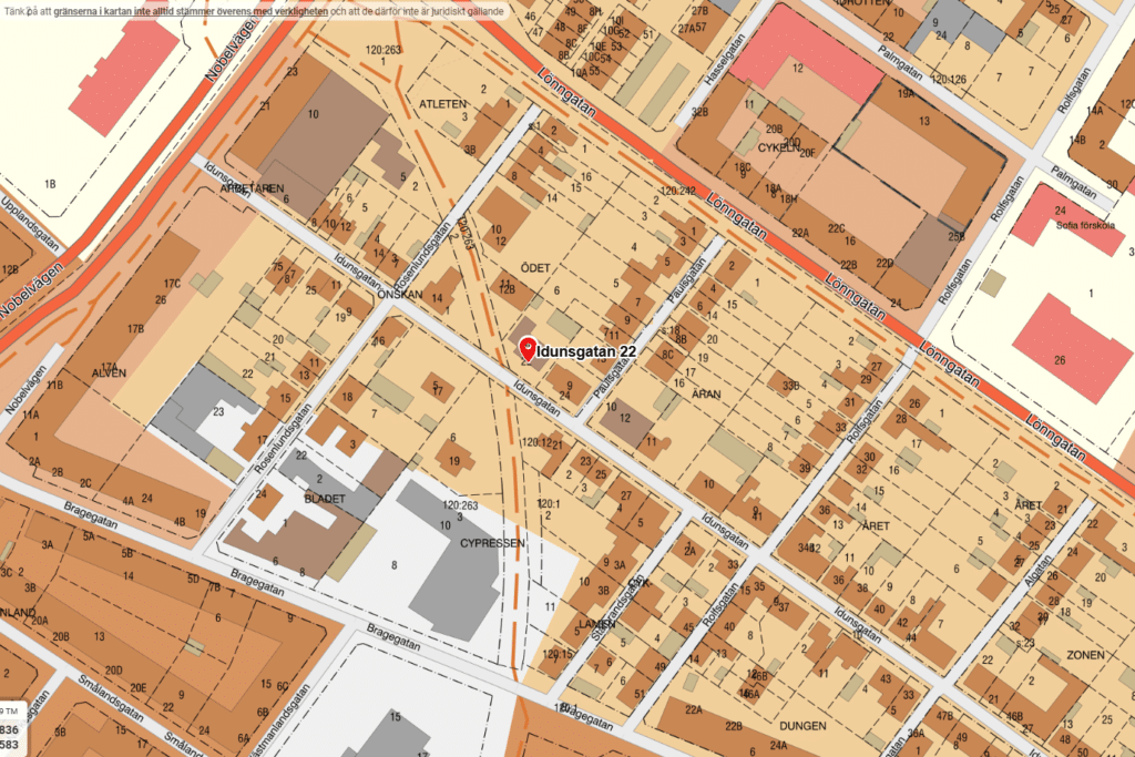 Fastighetskarta över Sofielund i Malmö som visar stadsägan officiellt benämnd Ödet